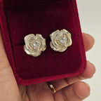Golden Petal Heart Studs (S925)