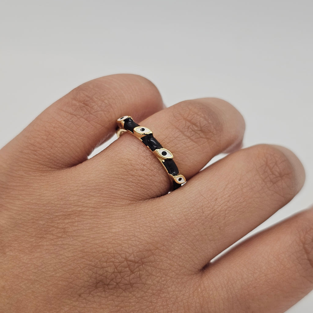 Slim Evil Eye Enamel Ring