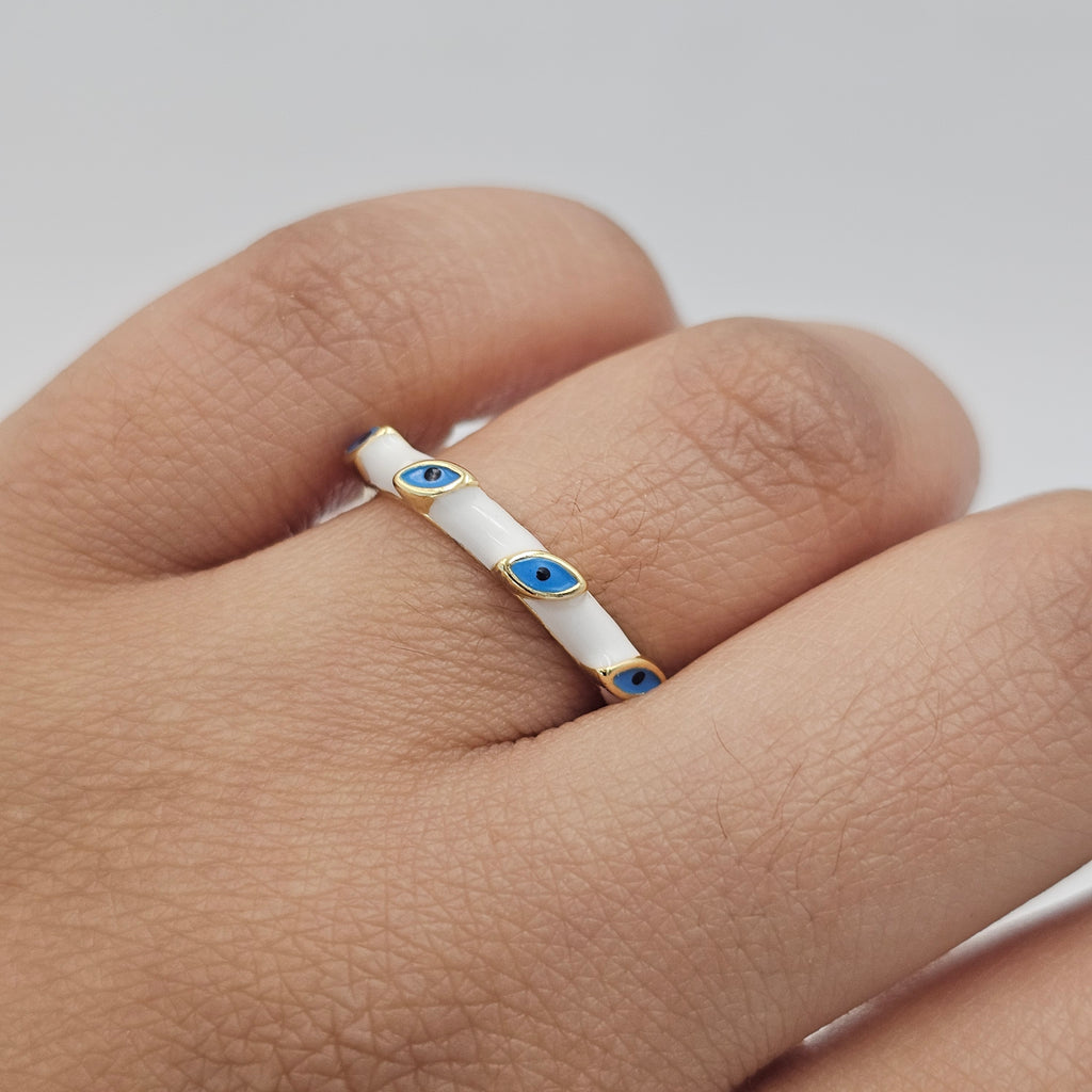 Slim Evil Eye Enamel Ring