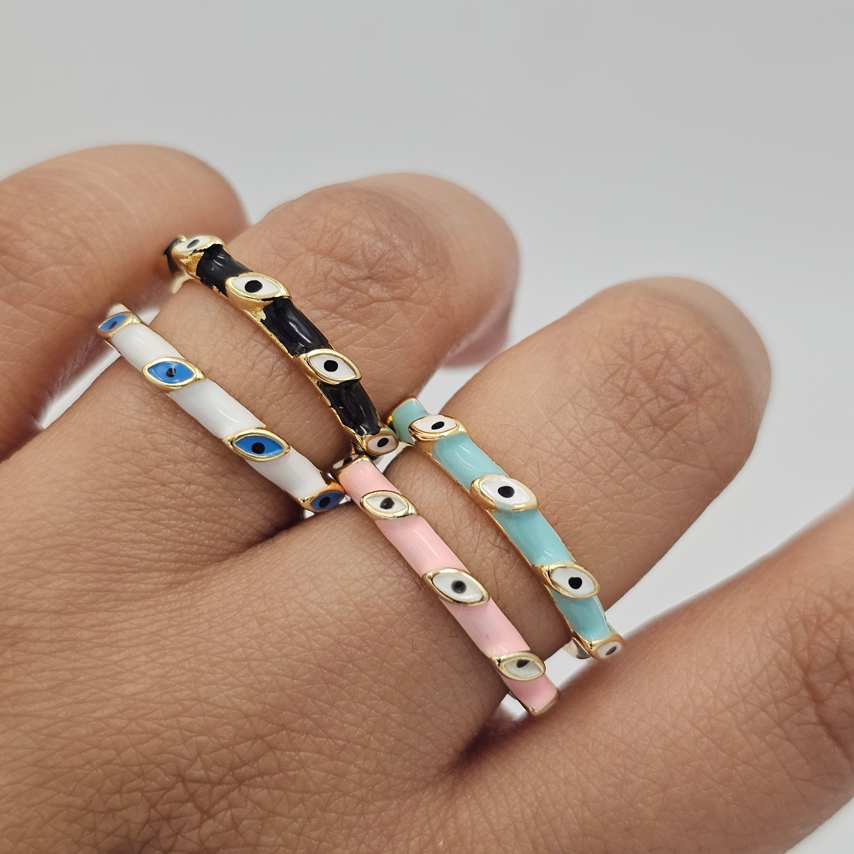 Slim Evil Eye Enamel Ring