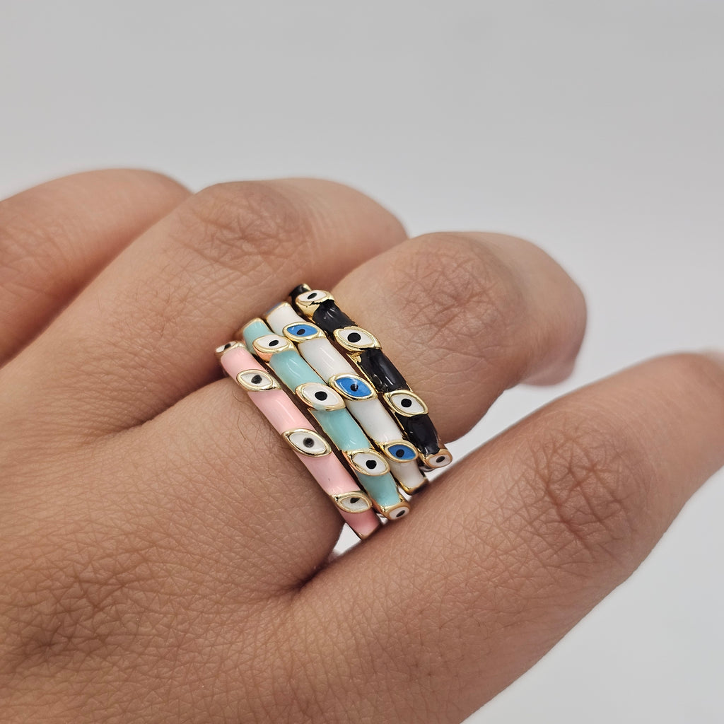Slim Evil Eye Enamel Ring