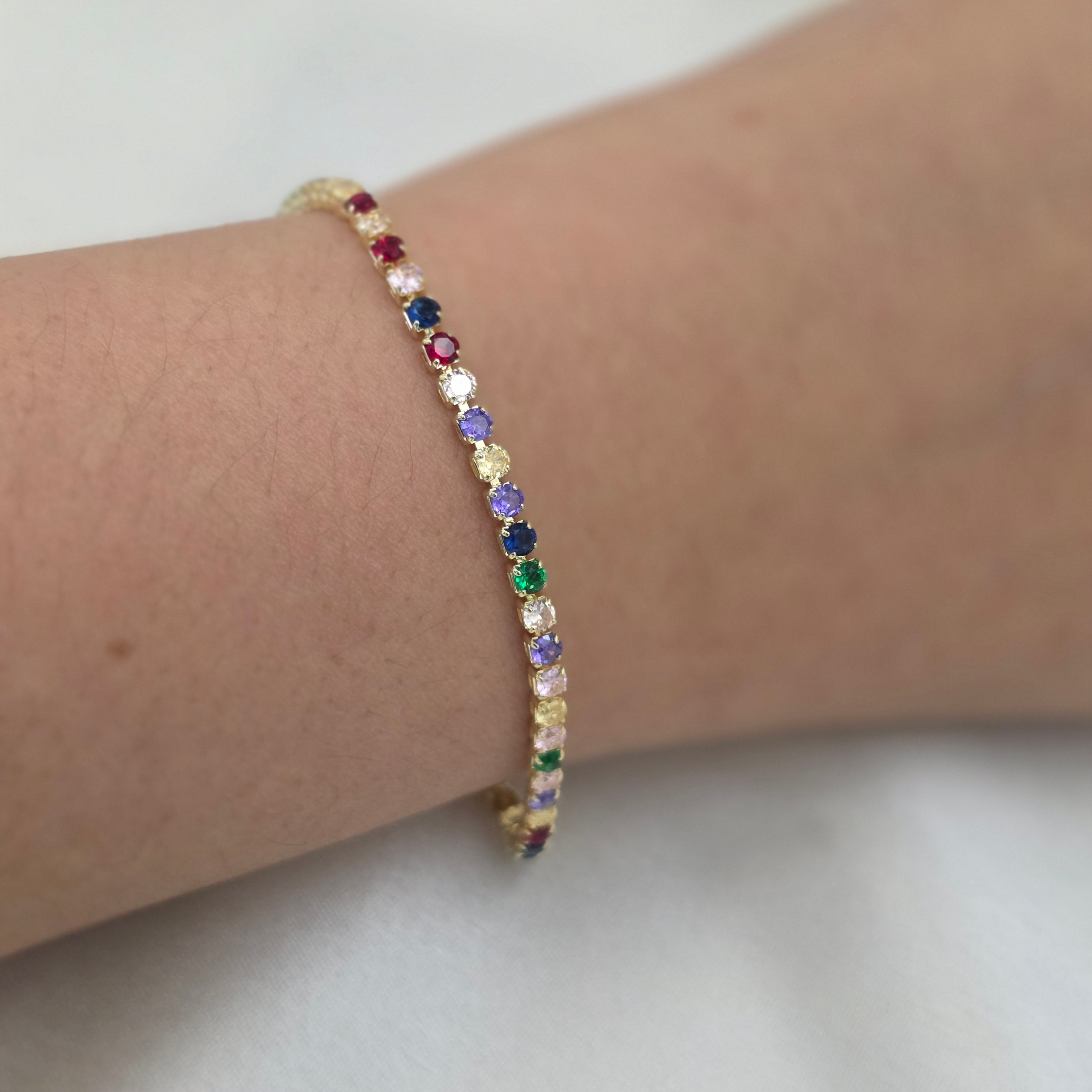 Petite Rainbow Tennis Bracelet