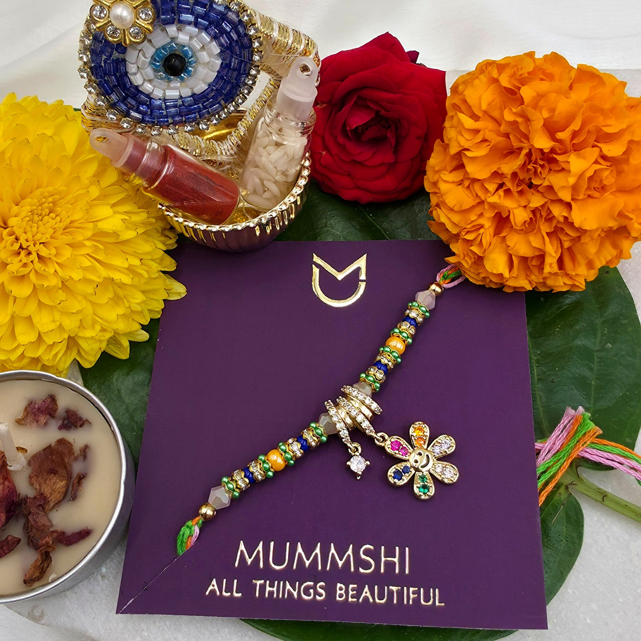 Rainbow Bloom Charm Rakhi