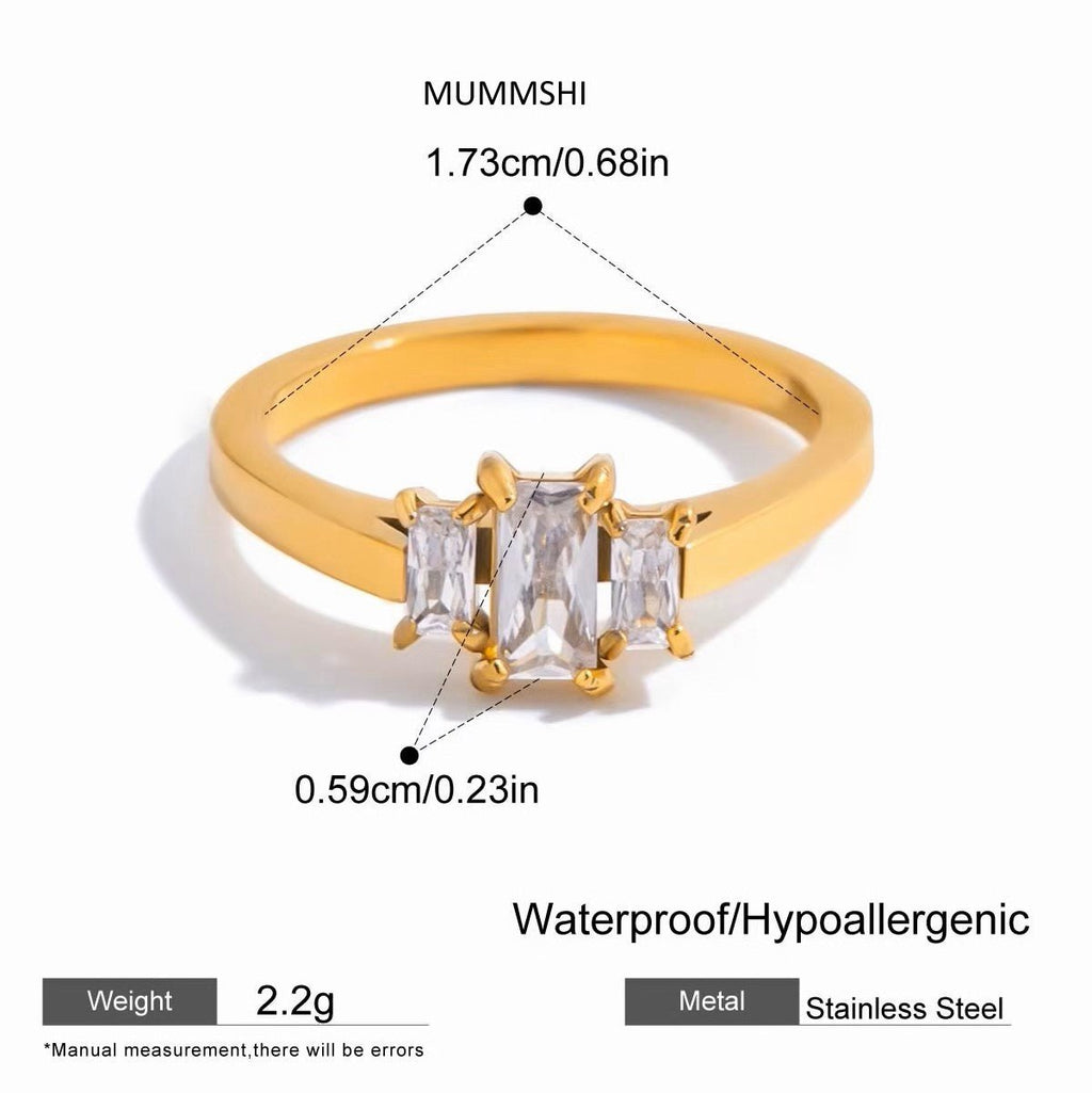 Celeste Trinity Solitaire Ring (SS PVD) - Mummshi