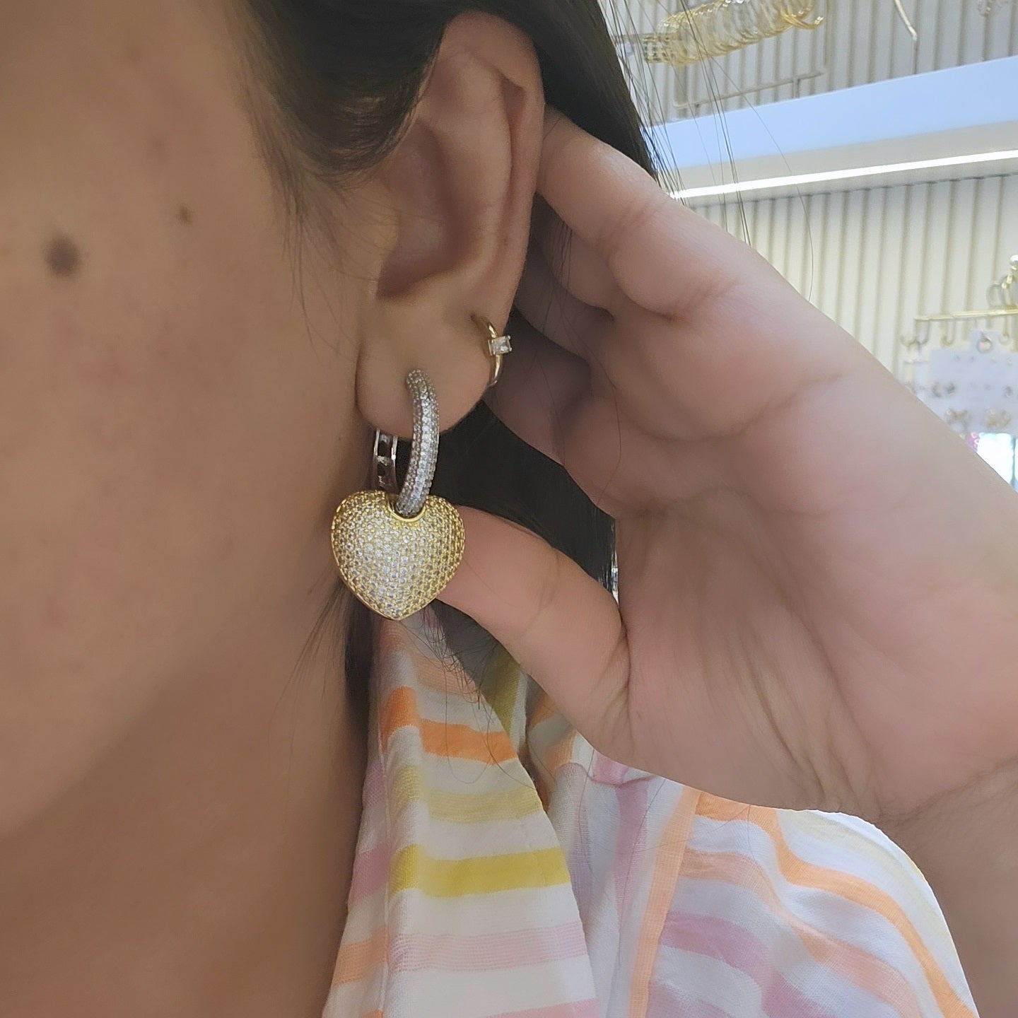 3-Way Luxe Heart Hoops