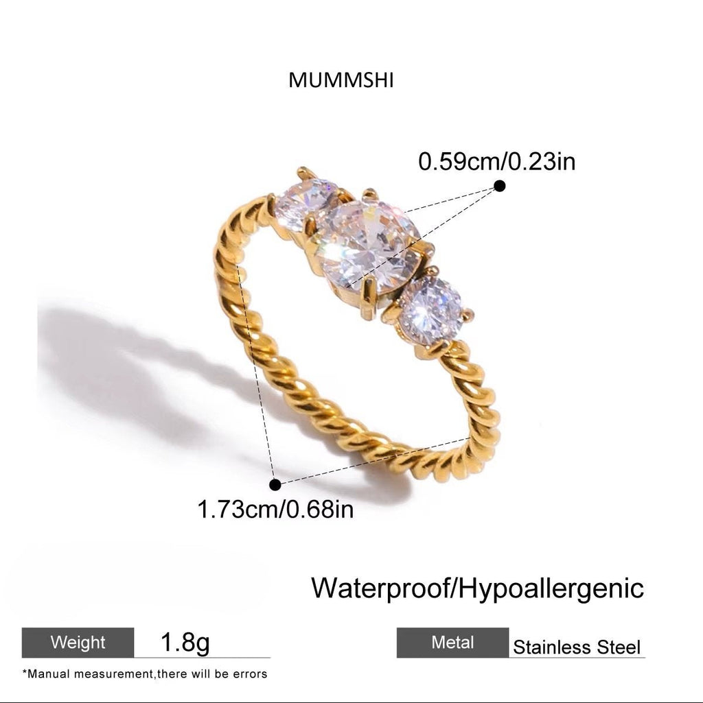 Eterna Trinity Solitaire Ring (SS PVD) - Mummshi