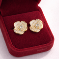 Golden Petal Heart Studs (S925)