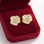 Golden Petal Heart Studs (S925)