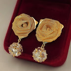 Radiant Rose Crystal Drop Earrings (S925)