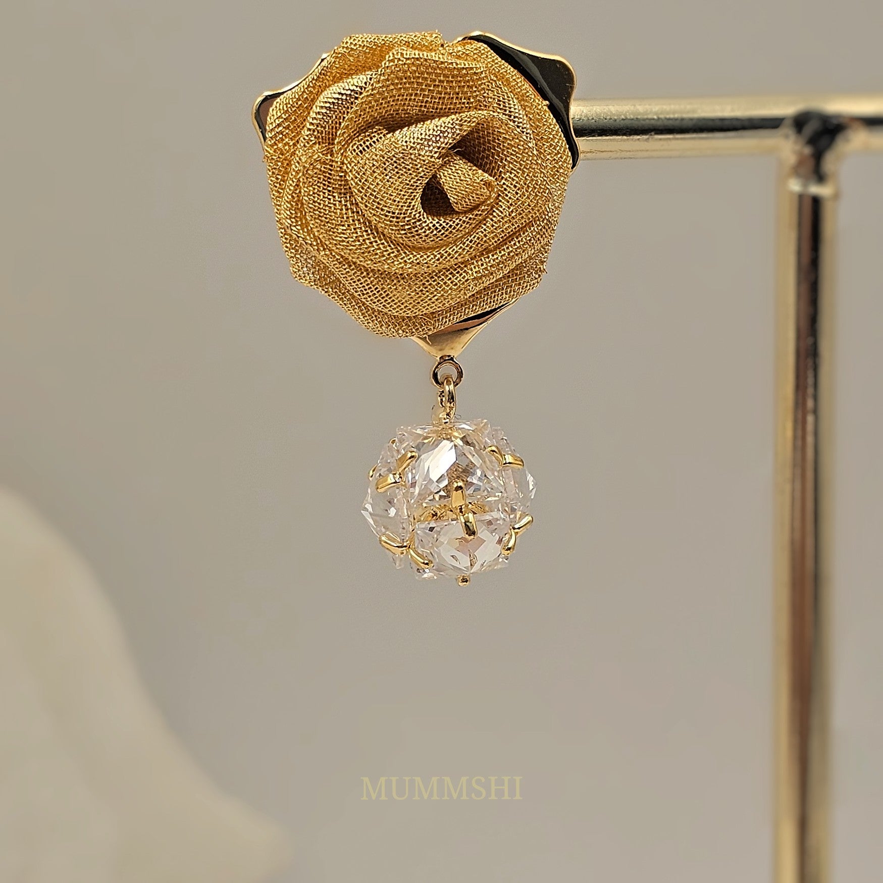 Radiant Rose Crystal Drop Earrings (S925)