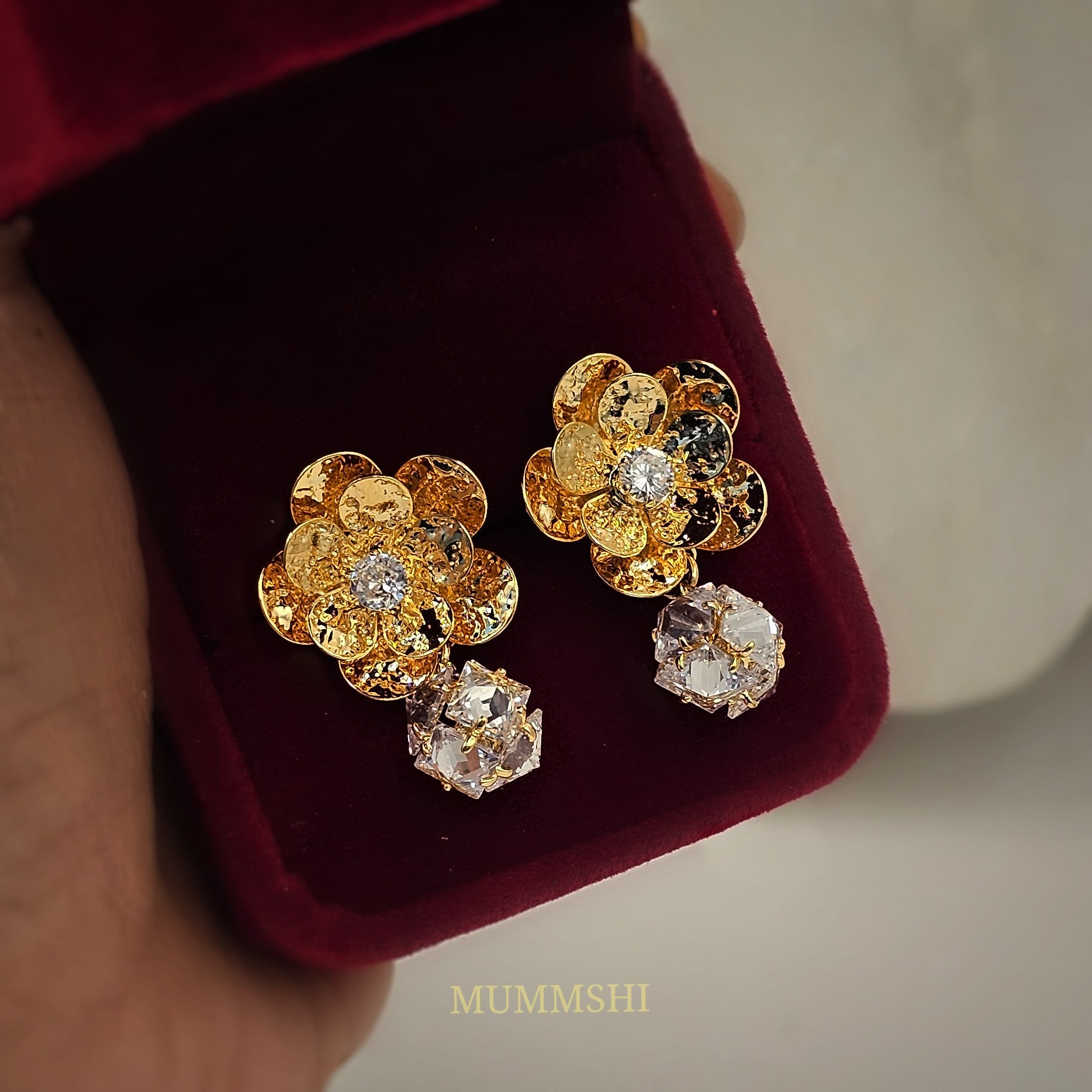 Dahlia Crystal Drop Earrings (S925)