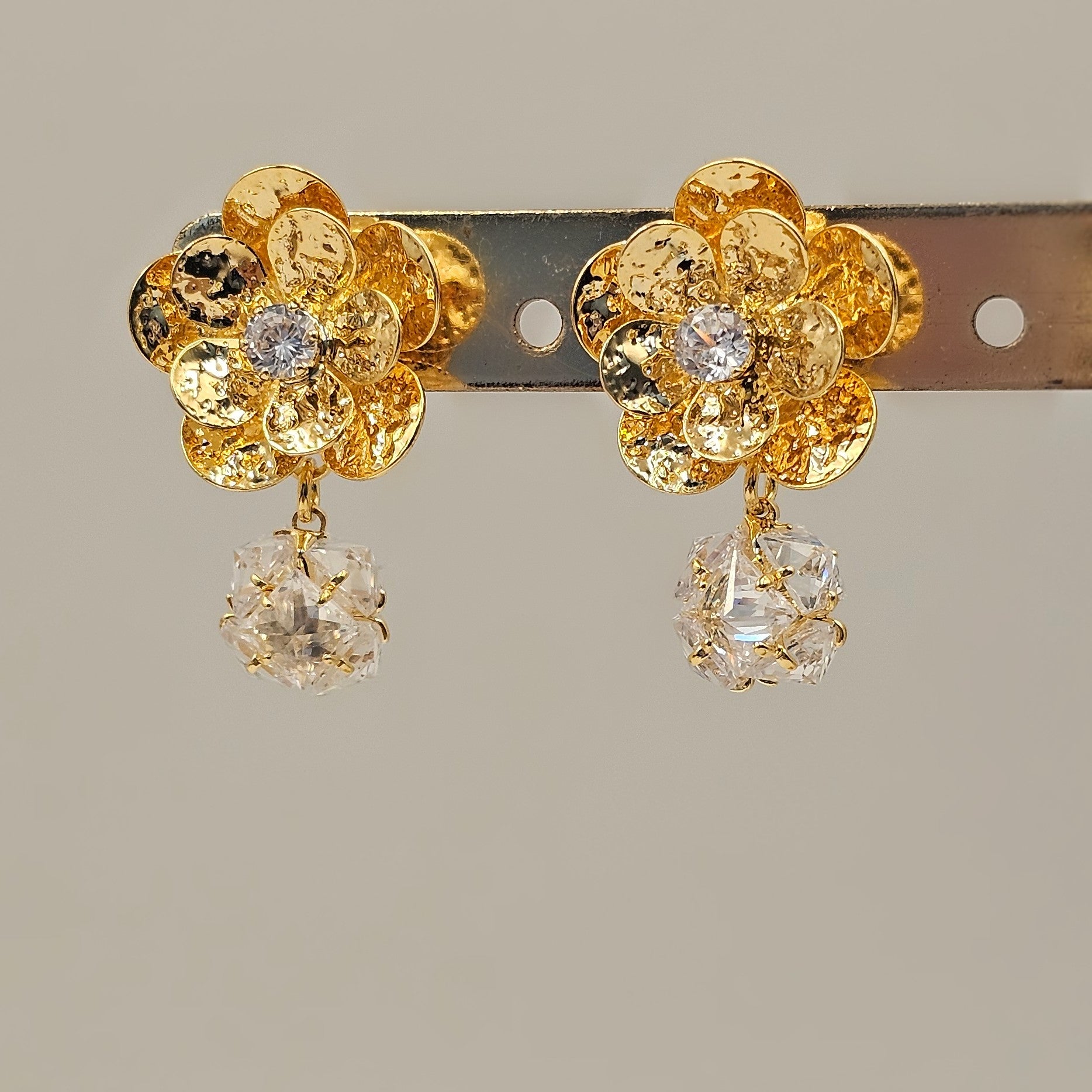 Dahlia Crystal Drop Earrings (S925)