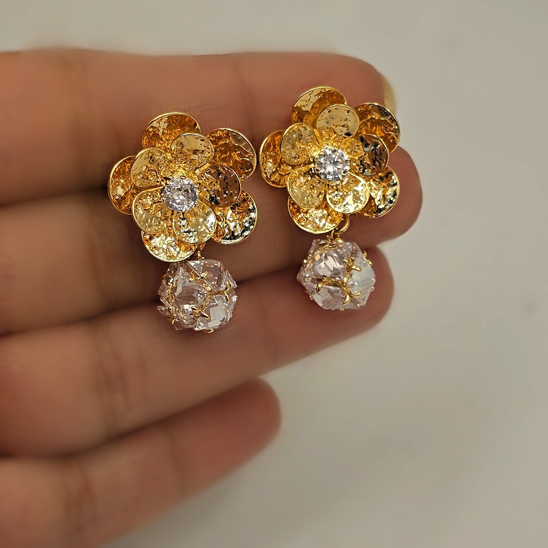 Dahlia Crystal Drop Earrings (S925)