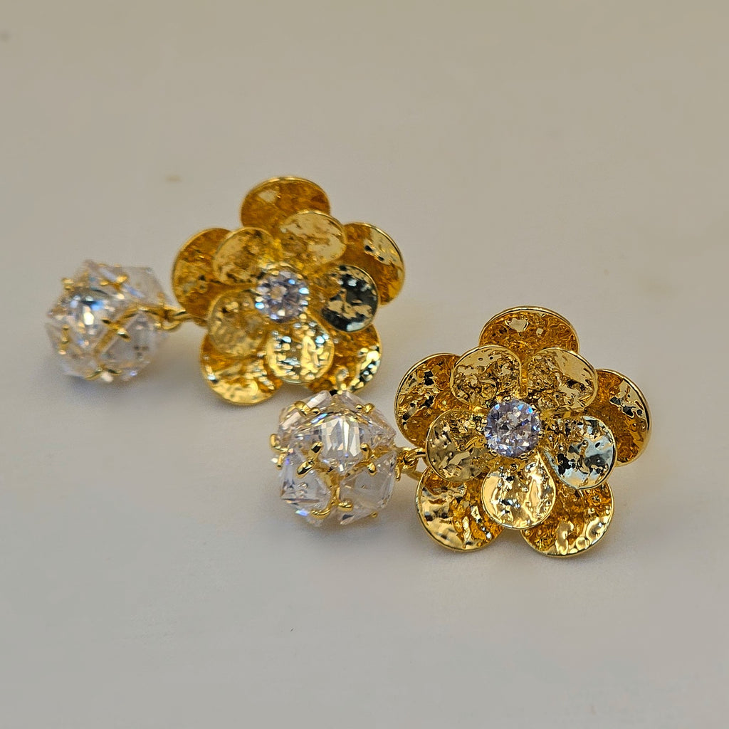Dahlia Crystal Drop Earrings (S925)
