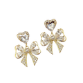 Crystal Heart Bow Drops (S925)