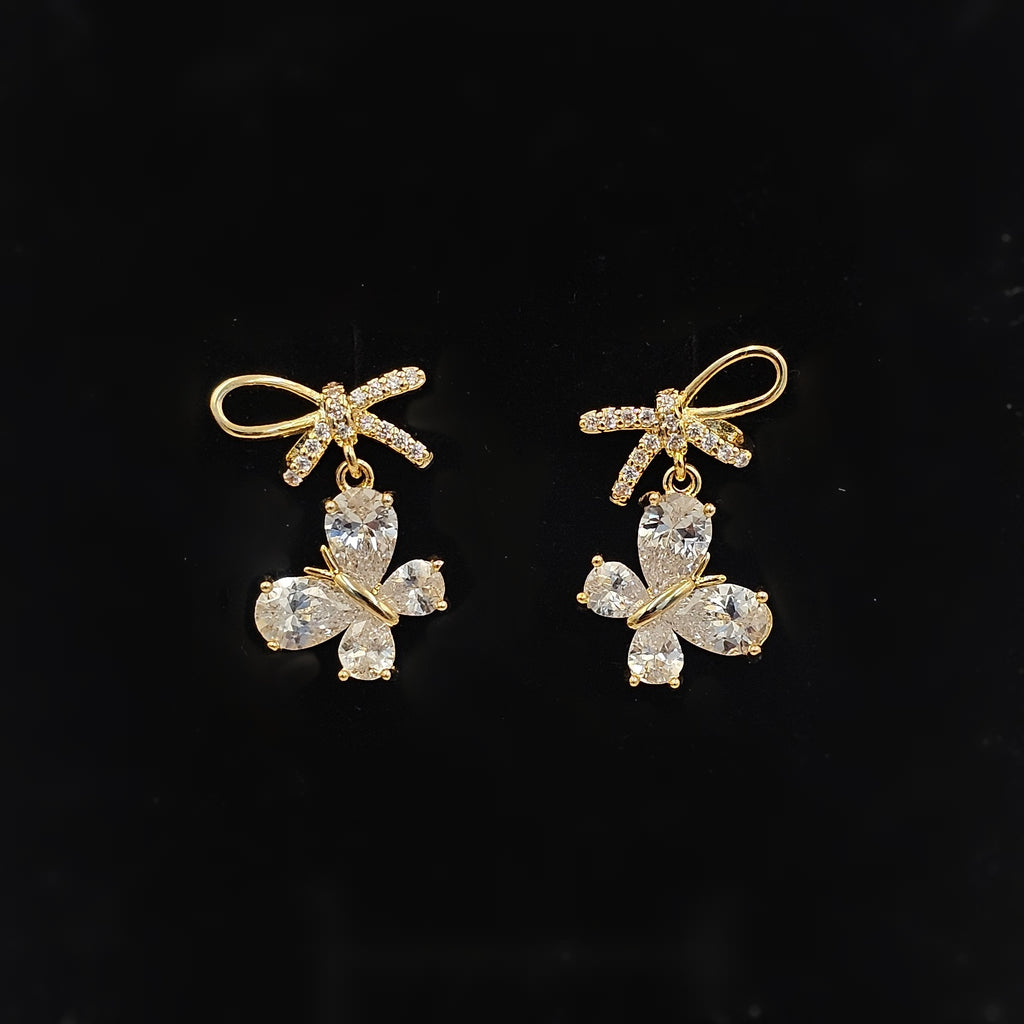 Butterfly Bow Crystal Drops (S925)