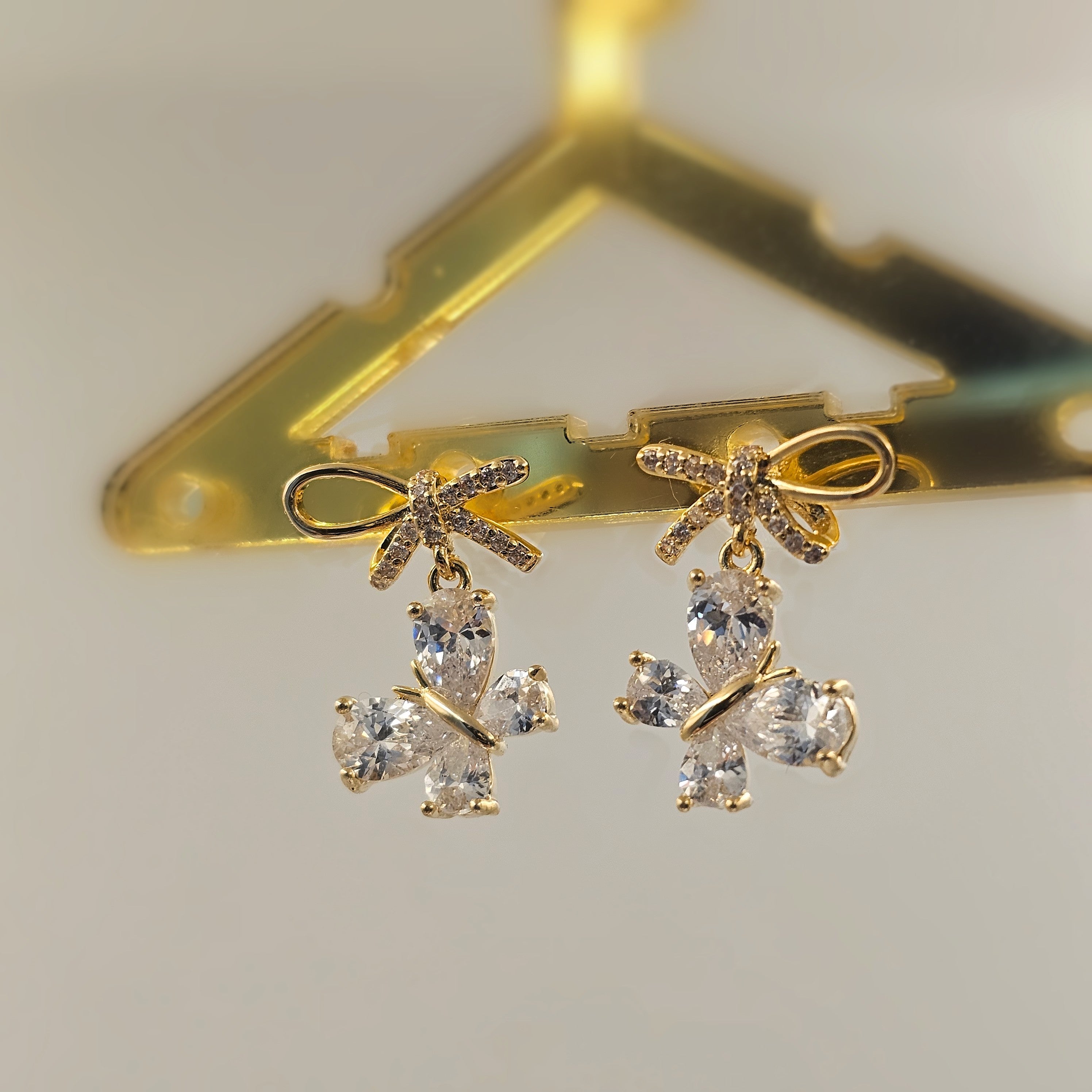 Butterfly Bow Crystal Drops (S925)