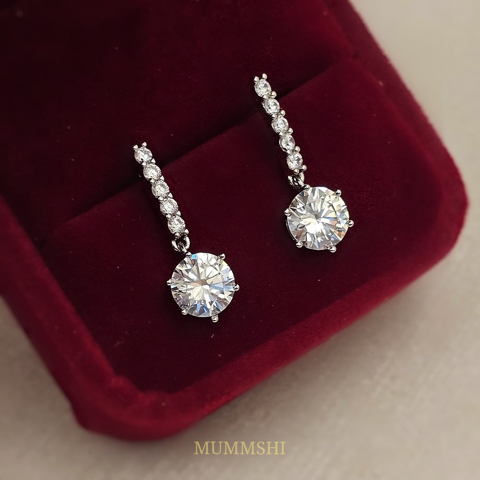 Round Crystal Chain Drops (S925)