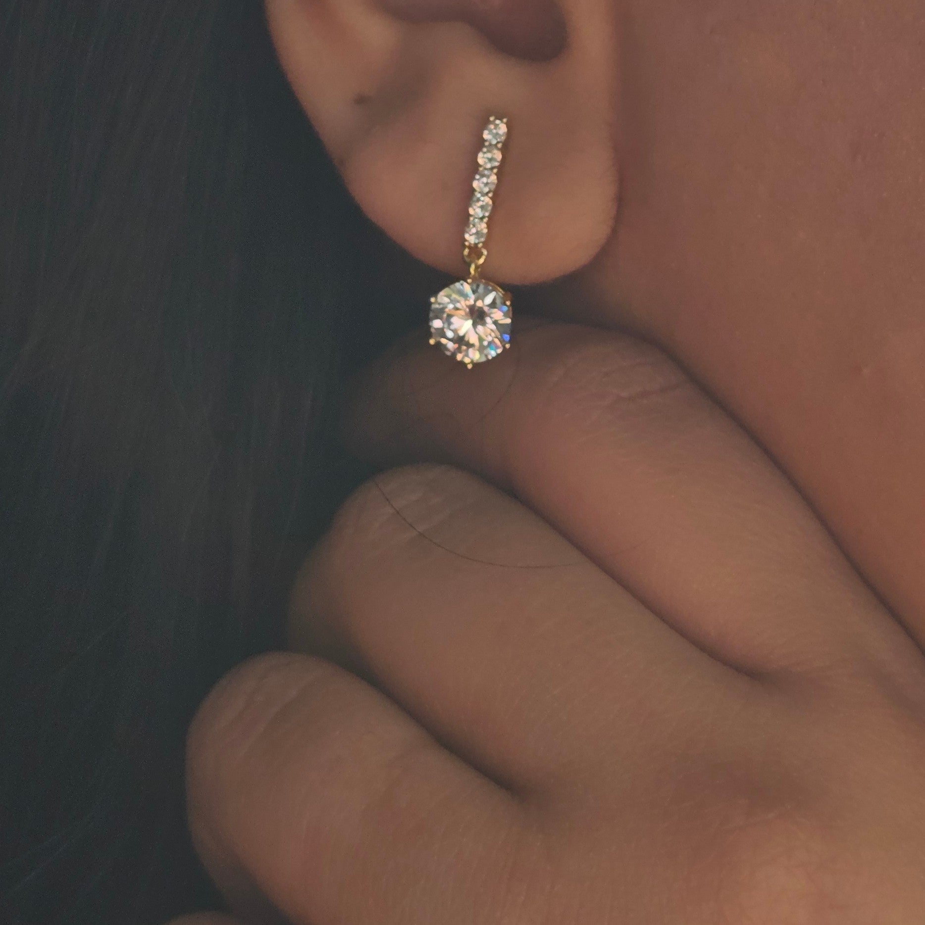 Round Crystal Chain Drops (S925)
