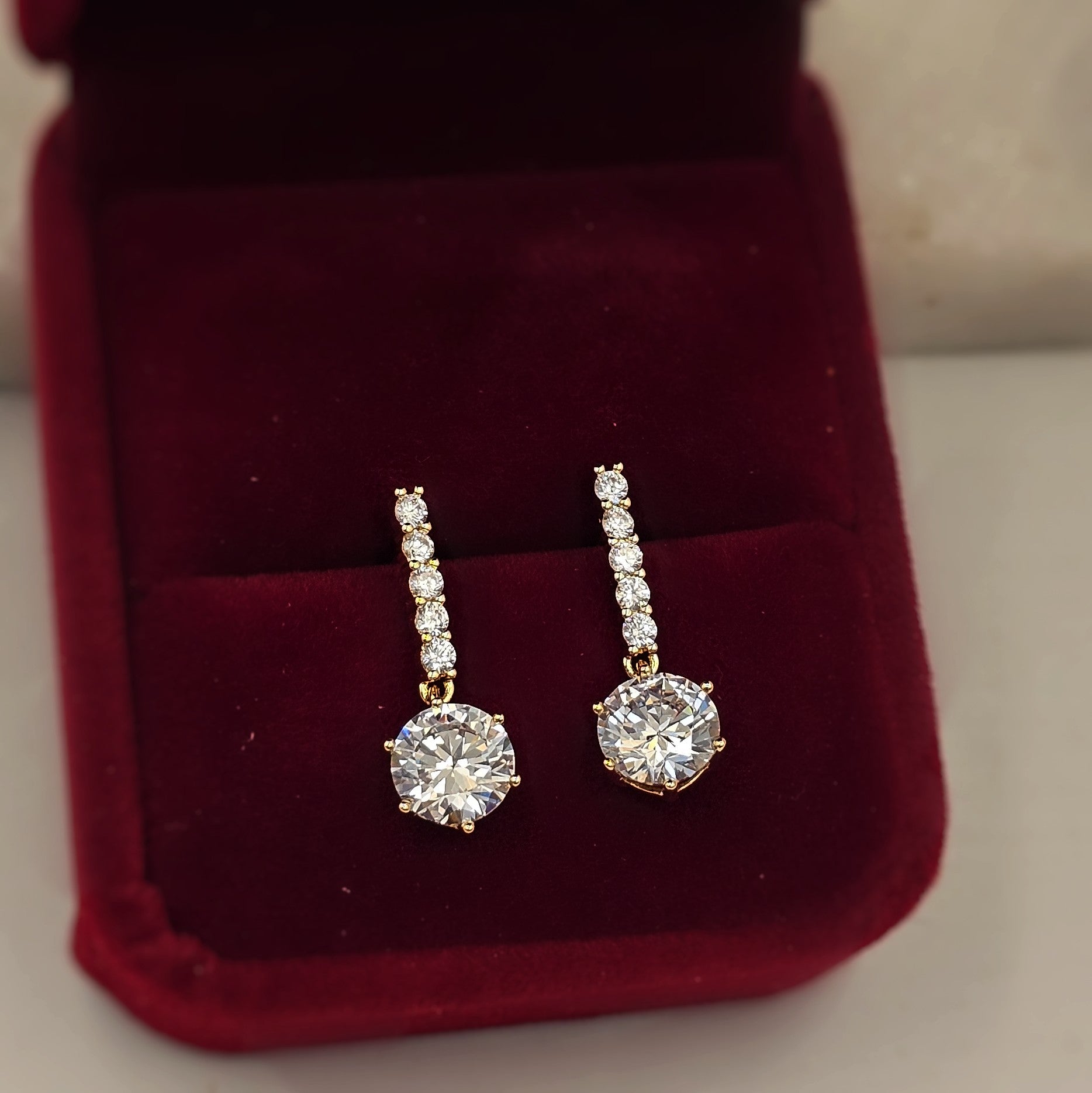 Round Crystal Chain Drops (S925)