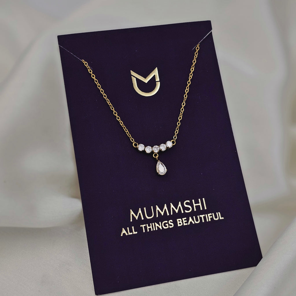 Pear Drop Solitaire Necklace (PVD)