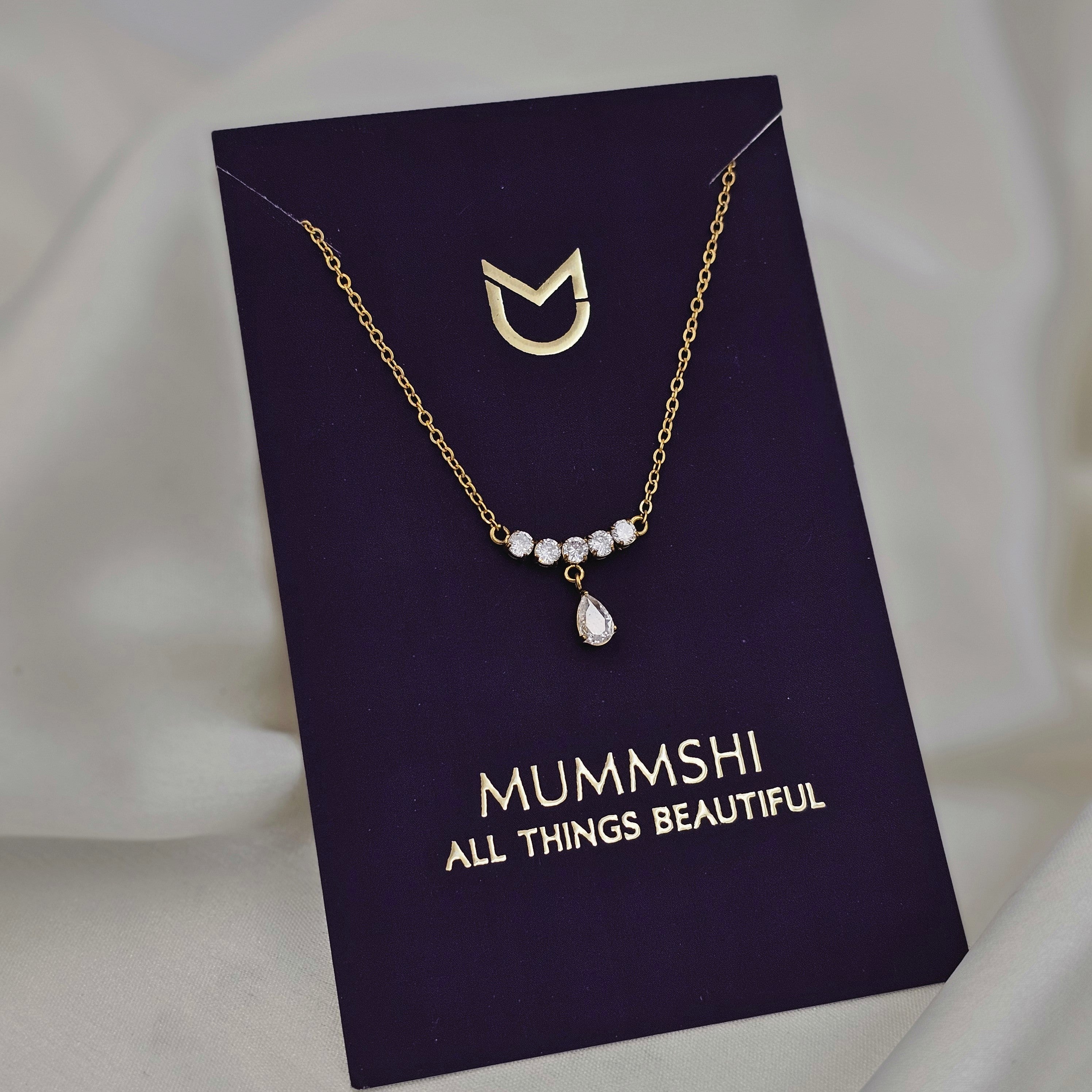 Pear Drop Solitaire Necklace (PVD)