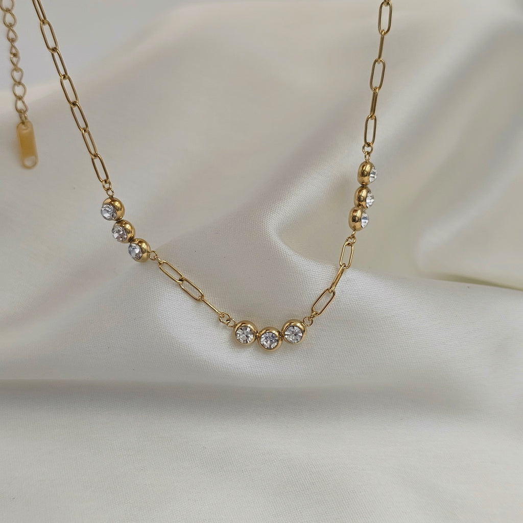 Bezel Link Tennis Necklace (PVD)