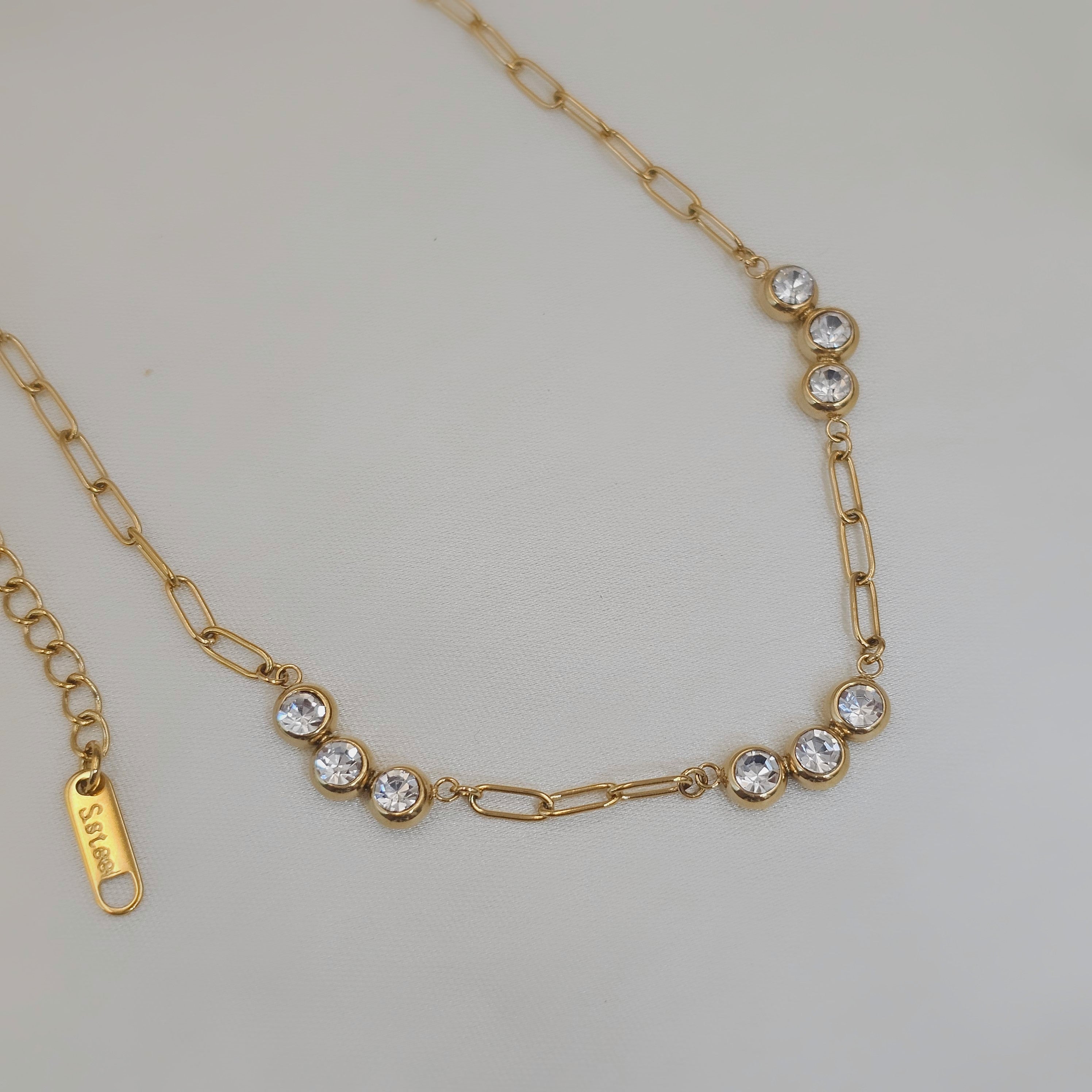 Bezel Link Tennis Necklace (PVD)