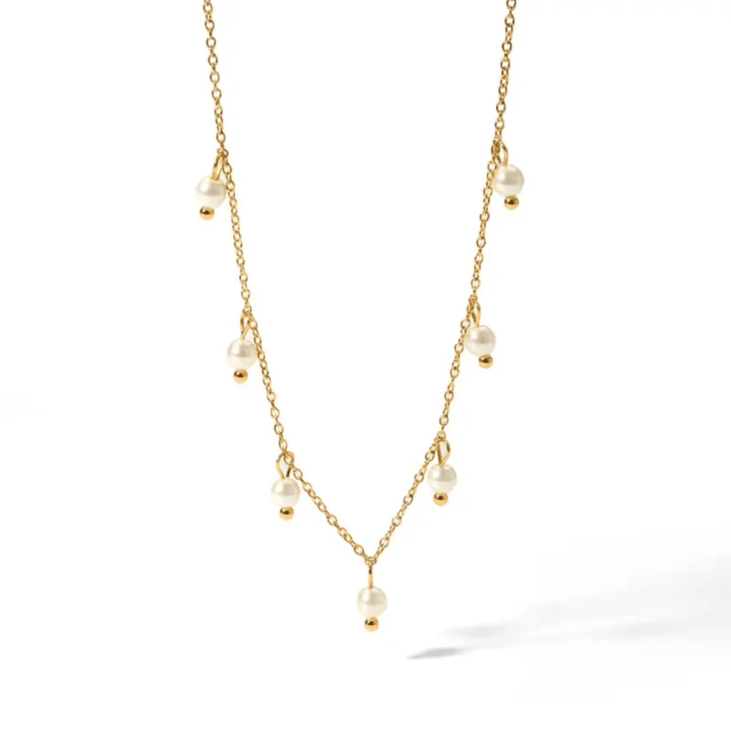 Pearl Drop Charms Necklace (PVD) - Mummshi