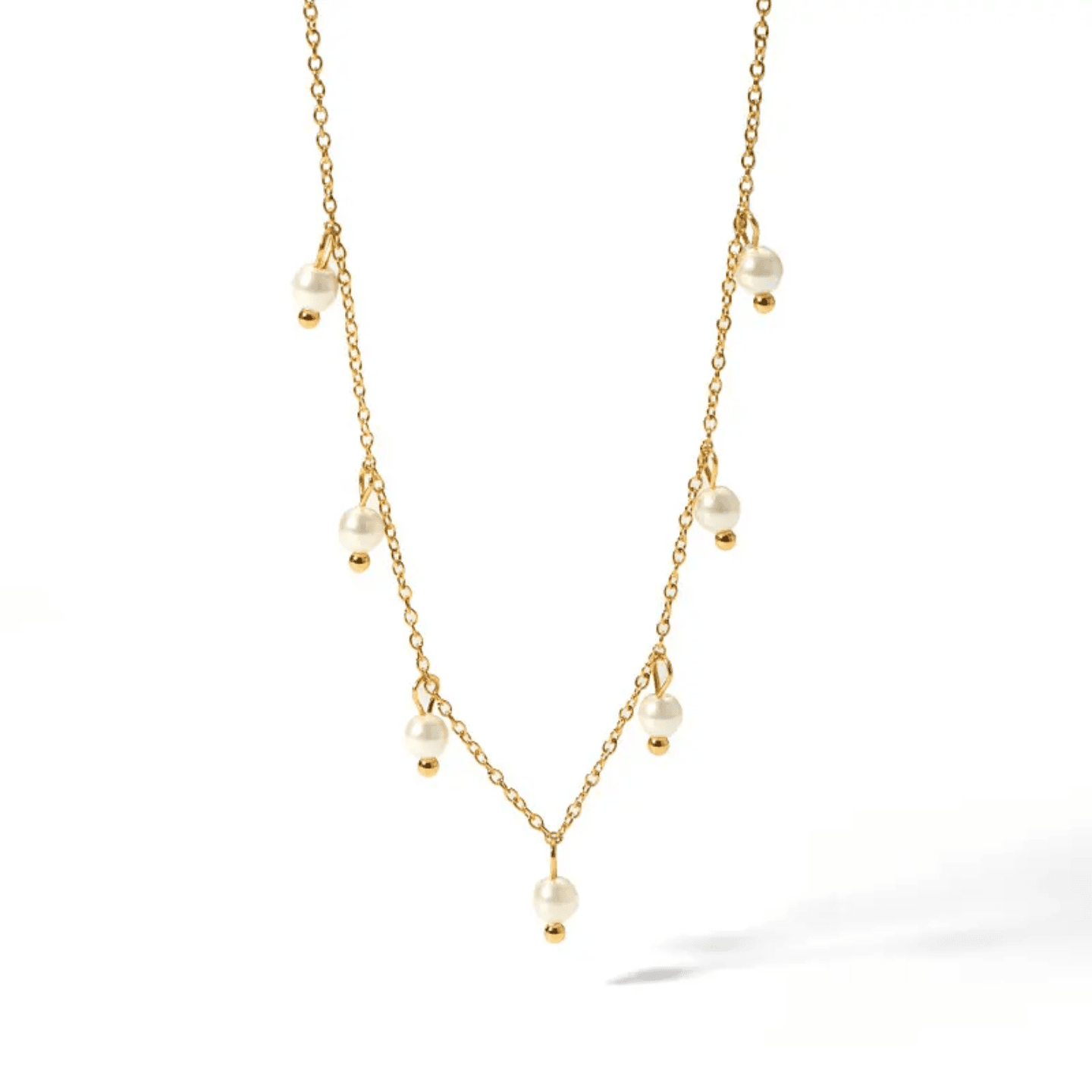 Pearl Drop Charms Necklace (PVD) - Mummshi