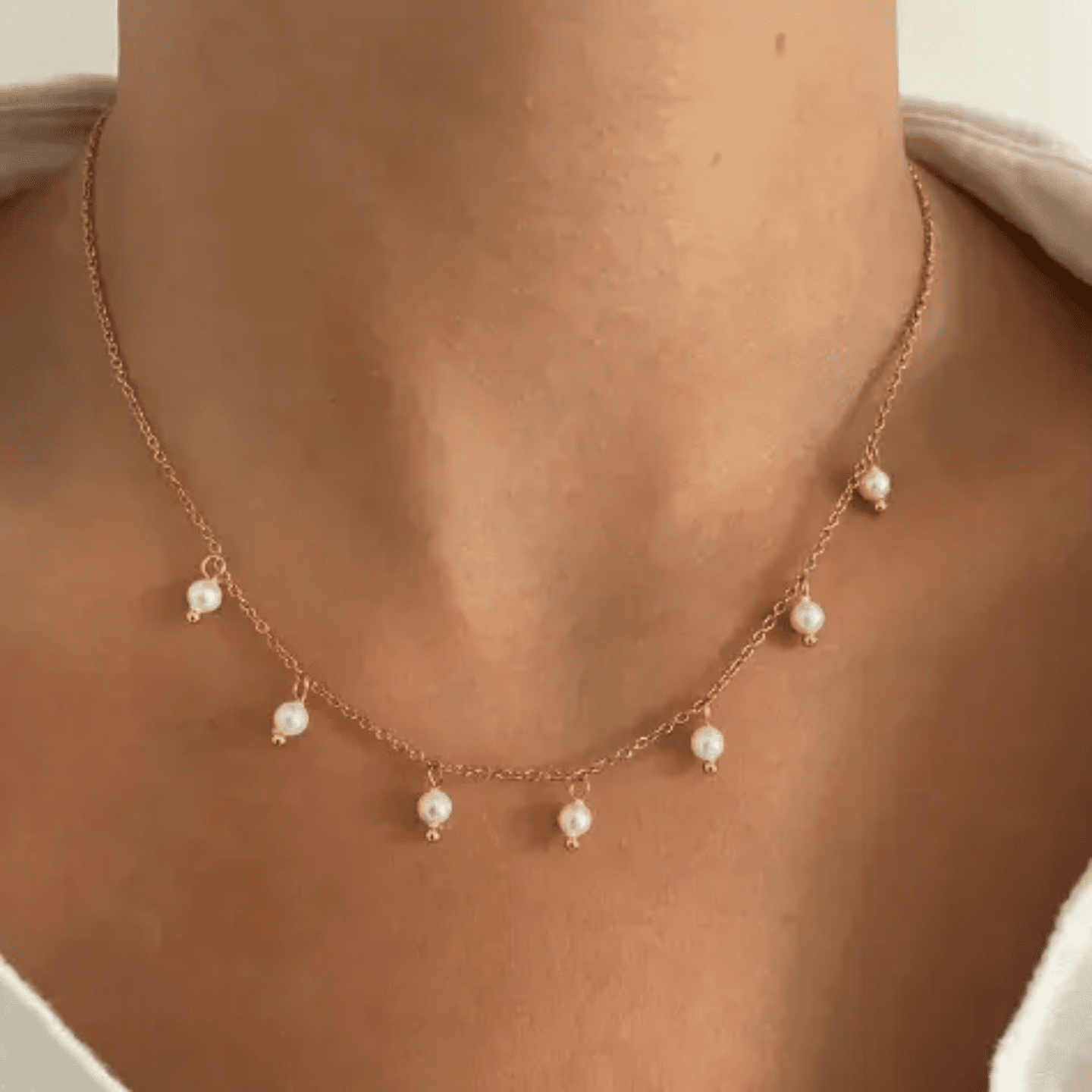 Pearl Drop Charms Necklace (PVD) - Mummshi
