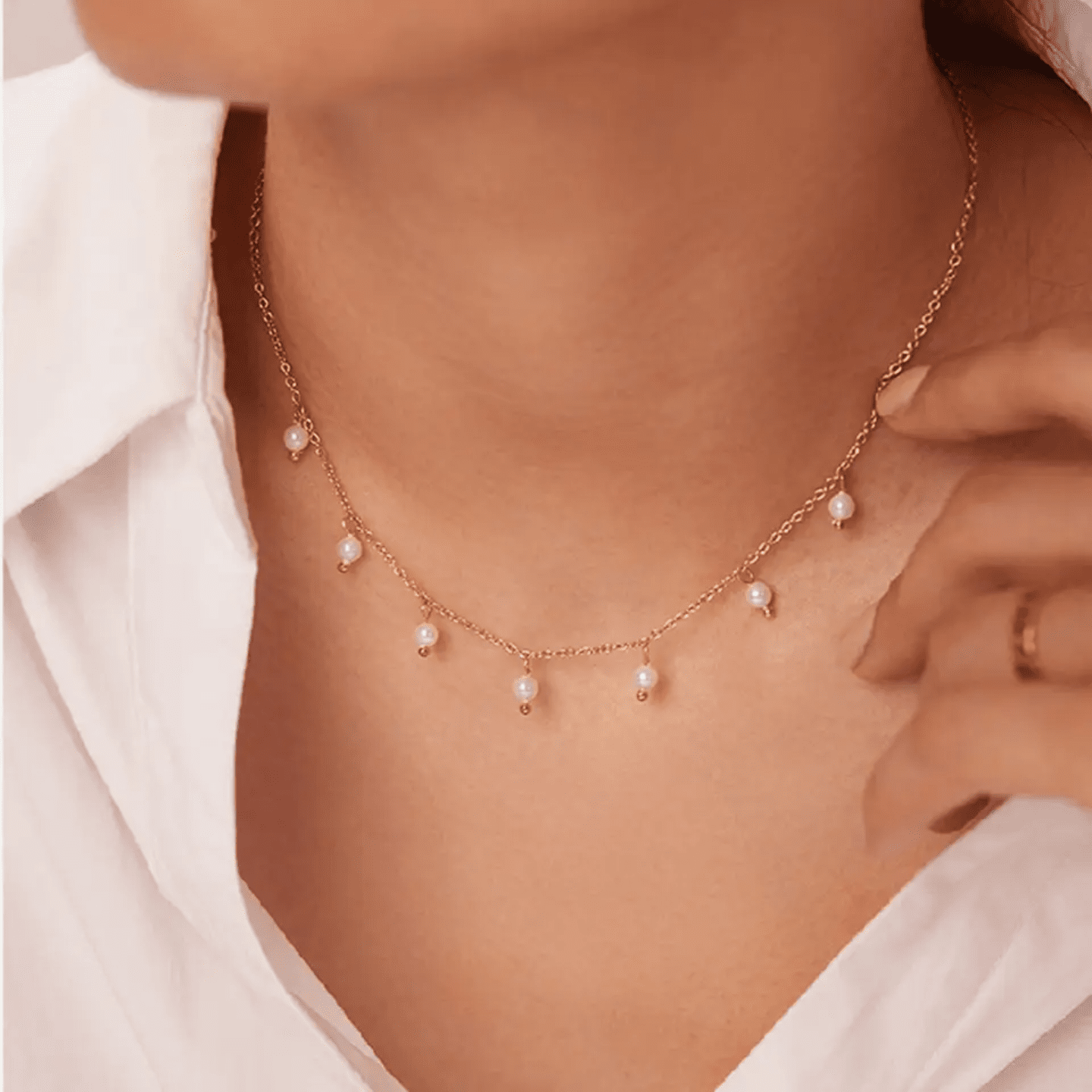 Pearl Drop Charms Necklace (PVD) - Mummshi