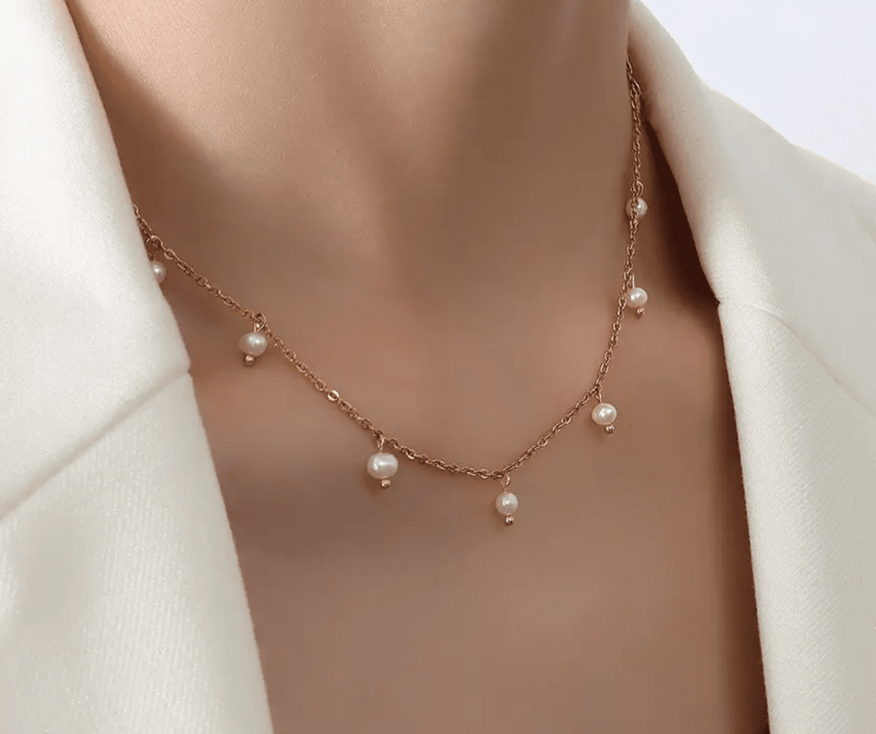 Pearl Drop Charms Necklace (PVD) - Mummshi
