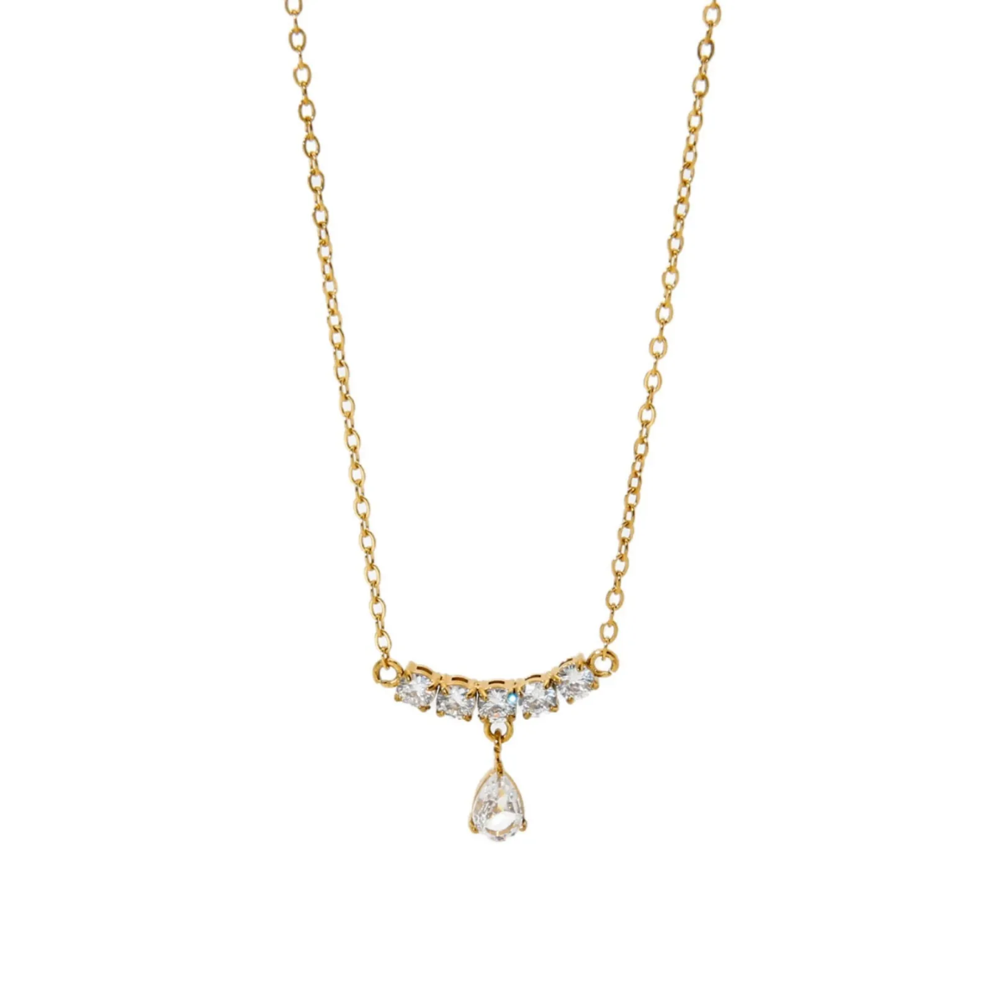 Pear Drop Solitaire Necklace (PVD)