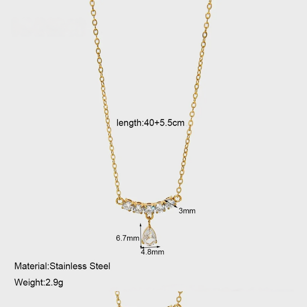 Pear Drop Solitaire Necklace (PVD)