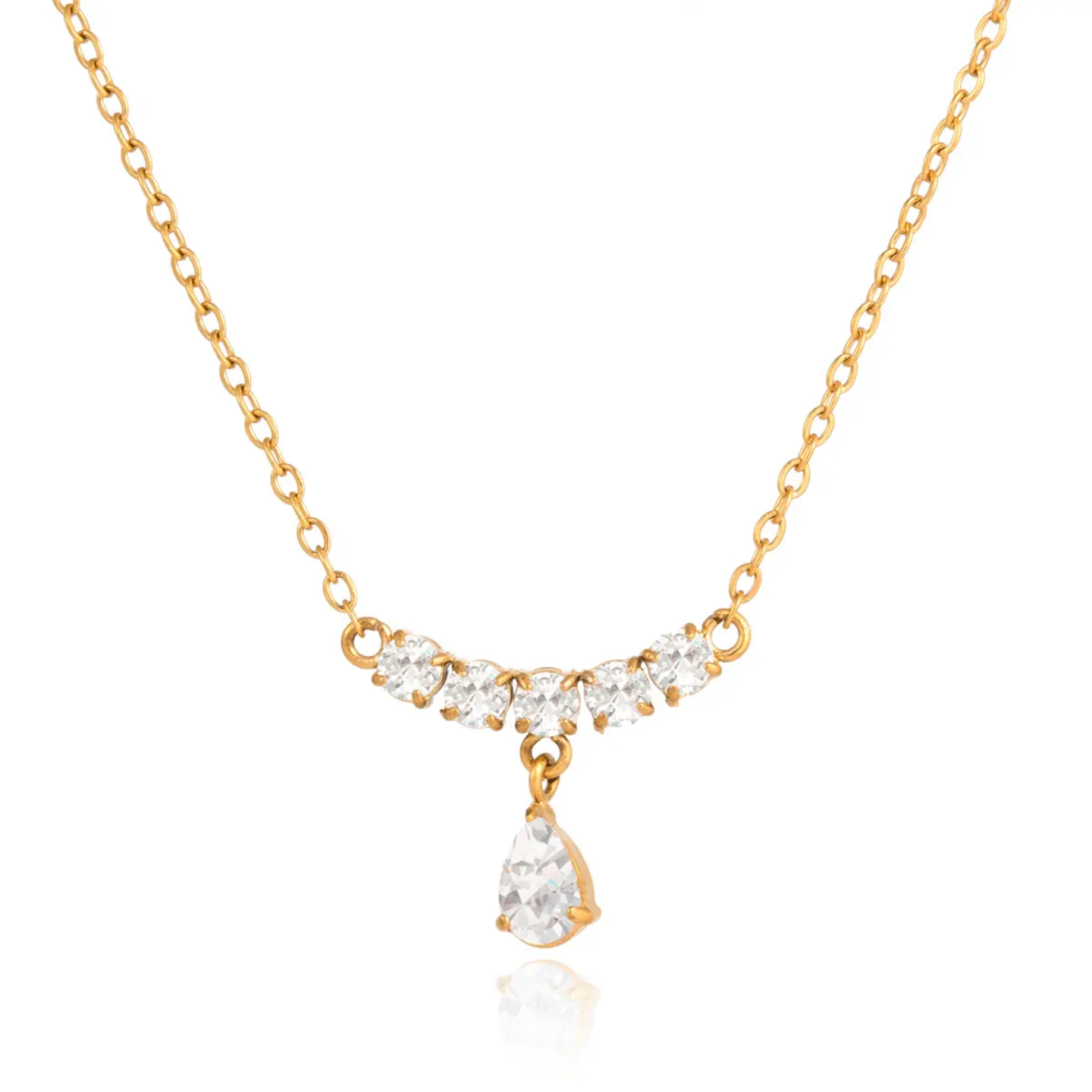 Pear Drop Solitaire Necklace (PVD)