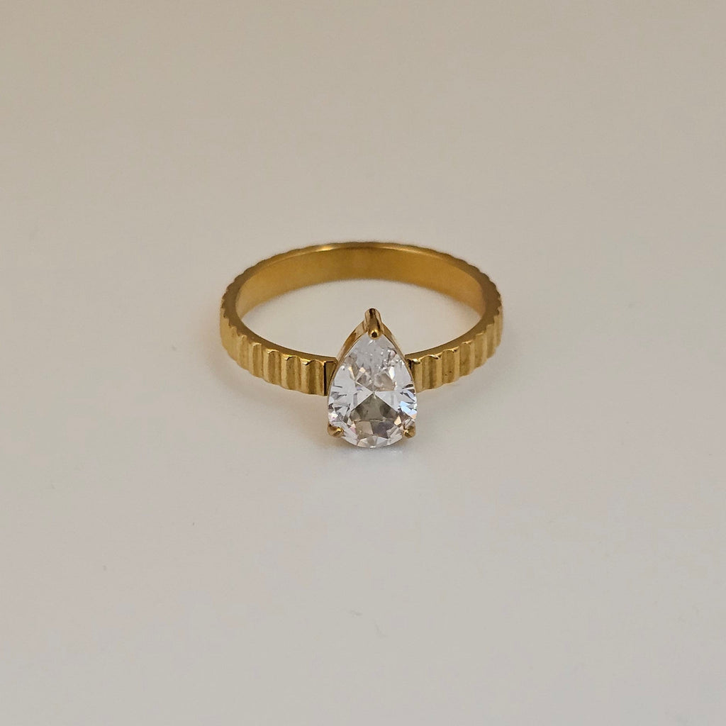 Teardrop Solitaire Ring (SS PVD) - Mummshi