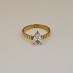 Teardrop Solitaire Ring (SS PVD) - Mummshi