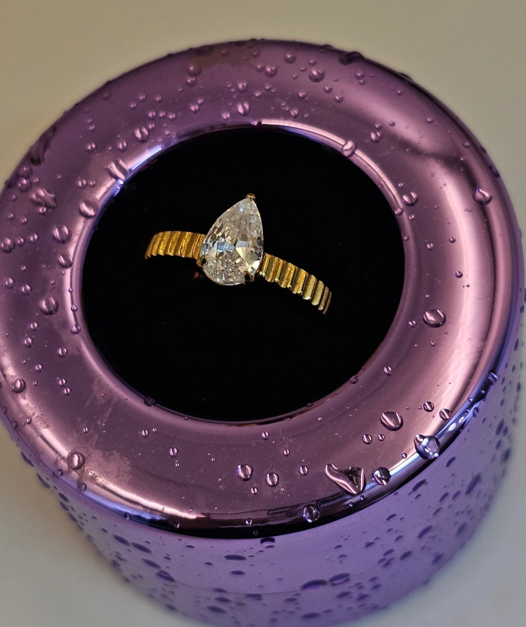 Teardrop Solitaire Ring (SS PVD) - Mummshi