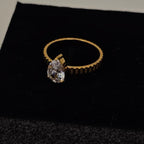 Teardrop Solitaire Ring (SS PVD) - Mummshi